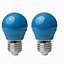 Extrastar 4W Blue LED Golf Ball Modern Coloured Light Bulb E27 (Pack of 2)