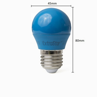 Extrastar 4W Blue LED Golf Ball Modern Coloured Light Bulb E27 (Pack of 2)