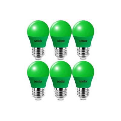 Extrastar 4W Green LED Golf Ball Modern ColouGreen Light Bulb E27 (Pack of 6)