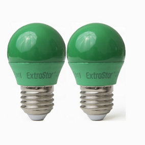 Extrastar 4W Green LED Golf Ball Modern Coloured Light Bulb E27 (Pack of 2)