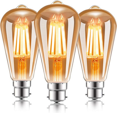 Extrastar 4W LED Filament Light Bulb B22, 2200K, Pack of 3