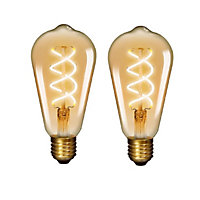 Extrastar 4W LED Spiral Filament Light Bulb  E27 2200K, pack of 2