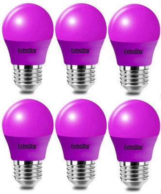 Extrastar 4W Purple LED Golf Ball Modern ColouPurple Light Bulb E27 (Pack of 6)