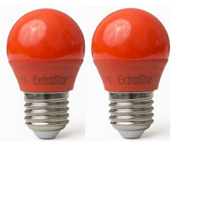 Extrastar 4W Red LED Golf Ball Modern Coloured Light Bulb E27 (Pack of 2)