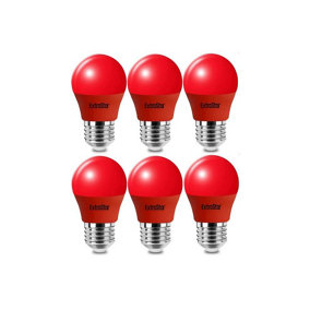 Extrastar 4W Red LED Golf Ball Modern Coloured Light Bulb E27 (Pack of 6)