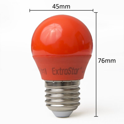 Extrastar 4W Red LED Golf Ball Modern Coloured Light Bulb E27 (Pack of 6)