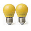 Extrastar 4W Yellow LED Golf Ball Modern Coloured Light Bulb E27 (Pack of 2)