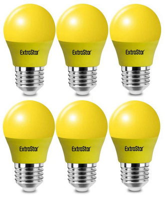 Extrastar 4W Yellow LED Golf Ball Modern ColouYellow Light Bulb E27 (Pack of 6)