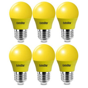 Extrastar 4W Yellow LED Golf Ball Modern ColouYellow Light Bulb E27 (Pack of 6)