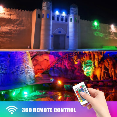 ExtraStar 50W IP65 RGB 2600lm LED Floodlight, 16 Colours, Remote Control Included
