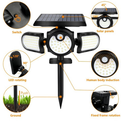 Extrastar 5W LED Solar Wall Lamp outdoor garden Floodlight PIR Sensor, 6500K (pack of 2)