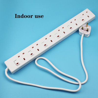 Extrastar 6 Way Socket 13A, 1M, with Indicate Light,  Individual Switches, Child-Resistant Sockets