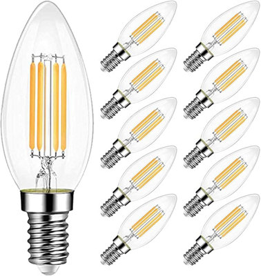 Extrastar 6W LED Candle Filament Light Bulb E14 (pack of 10), 3000K