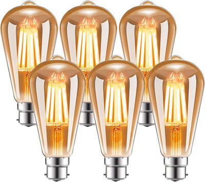 Extrastar 6W LED Filament Light Bulb B22, 2200K, pack of 6