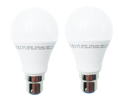 ExtraStar 7W LED Ball Bulb B22 Warm White  3000K, pack of 2