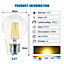 Extrastar 8W LED Filament Light Bulb B22, 2700K, pack of 2