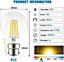 Extrastar 8W LED Filament Light Bulb B22, 2700K, pack of 2