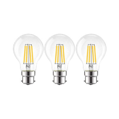 Extrastar 8W LED Filament Light Bulb B22, 2700K, pack of 3