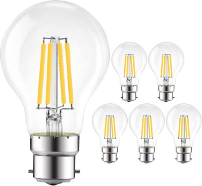 Extrastar 8W LED Filament Light Bulb B22, 2700K, pack of 6