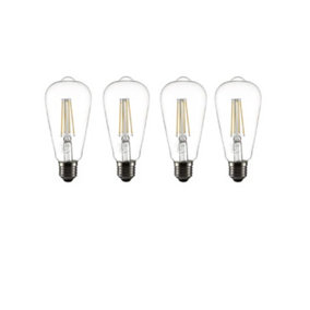 Extrastar 8W Vintage Filament Light Bulb E27, Daylight, Pack of 4