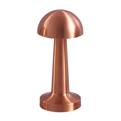 Extrastar Cordless LED Desk Lamp Rechargeable 3 Colour Temperature Change Dimmable, Mushroom Shape, Rose Gold