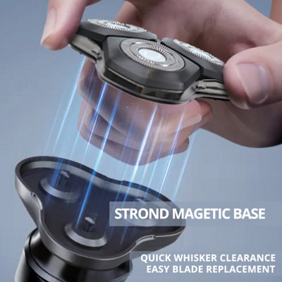 ExtraStar Cordless Rechargeable Professional Shaver, 3 Cutter Heads ...