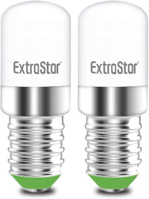 ExtraStar E14 1.8W T18 130lm Mini LED Light Bulb, 6500K Daylight, 2 Pack