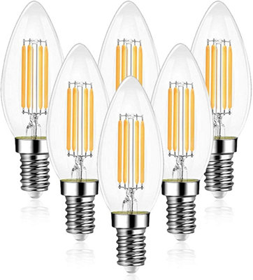 ExtraStar E14 6W 750lm LED Candle Filament Light Bulb, 3000K Warm White, 6 Pack