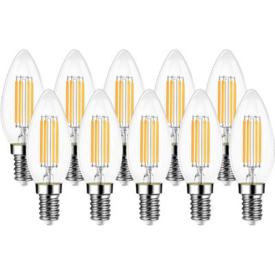 EXTRASTAR E14 LED Filament Candle Bulbs 4W warm white,2700K (pack of 10)