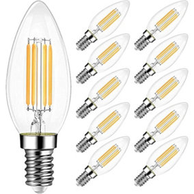 EXTRASTAR E14 LED Filament Candle Bulbs 6W warm white,2700K (pack of 10)