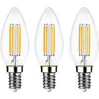 EXTRASTAR E14 LED Filament Candle Bulbs 6W warm white,2700K (pack of 3)