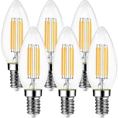 EXTRASTAR E14 LED Filament Candle Bulbs 6W warm white,2700K (pack of 6)