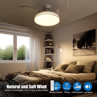 ExtraStar Integrated LED Silver Glitter Ceiling Fan Light - Remote Control Included