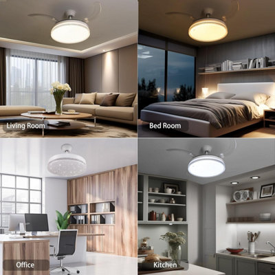 ExtraStar Integrated LED Silver Glitter Ceiling Fan Light - Remote Control Included