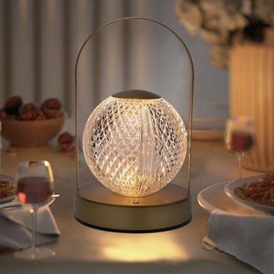 Extrastar LED Crystal Ball Table Lamp Rechargeable, 3 Colour Changing and Dimmable