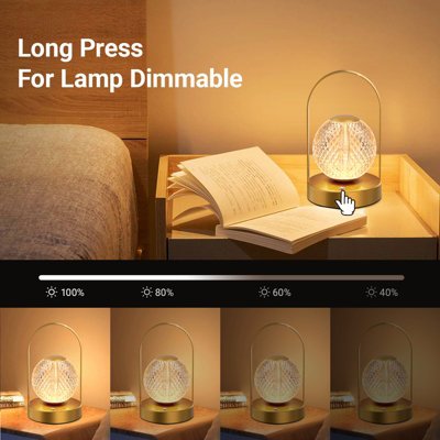 Extrastar LED Crystal Ball Table Lamp Rechargeable, 3 Colour Changing and Dimmable