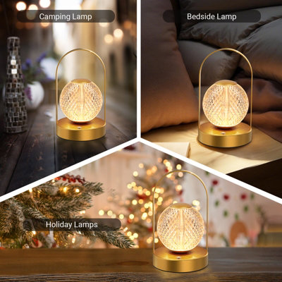 Extrastar LED Crystal Ball Table Lamp Rechargeable, 3 Colour Changing and Dimmable
