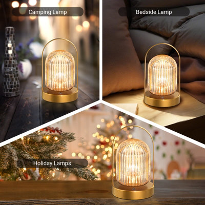 Extrastar LED Crystal Bell Table Lamp Rechargeable, 3 Colour Changing and Dimmable