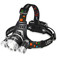 Extrastar LED Headlight torch, 18650 rechargeable batteries included, 1500 Lumen 4 MODES