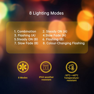 ExtraStar LED Solar Bulb String Lights, 6.5m, 10 Bulbs, 8 Modes RGBW