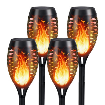 ExtraStar LED Solar Flickering Flame Torch Garden Pathway Light, 4 Pack