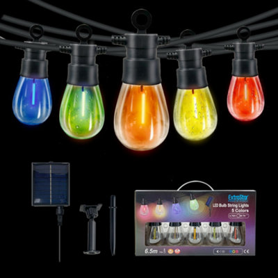 ExtraStar LED Solar String Lights with 10 Bulbs, 6.5m, RGB