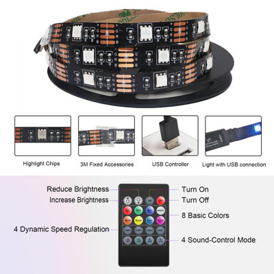 Extrastar LED Strips Light with Remote Control, power by USB, 3M