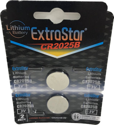 Extrastar Lithium Battery 3V CR2025B, Pack of 2