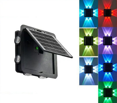 Extrastar Modern 4-Way LED Solar Wall Light, RGB Multi-Colour
