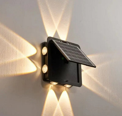 ExtraStar Modern 4-Way LED Solar Wall Light, Warm White 3000K
