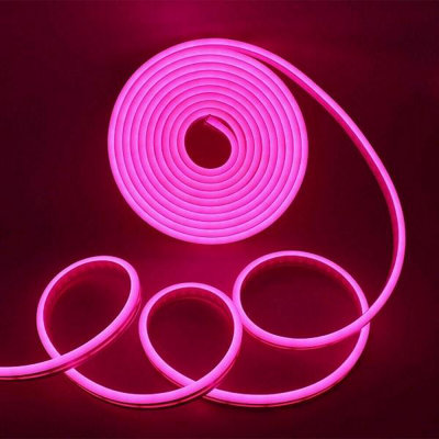 Extrastar Neon LED Strip 5M Cable with Power Adapter, Pink, IP65, Christmas Halloween decorations