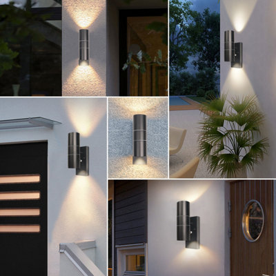 Extrastar Outdoor Dusk till Dawn Sensor Up and Down Wall Light with GU10 Lamp Holder Bulb