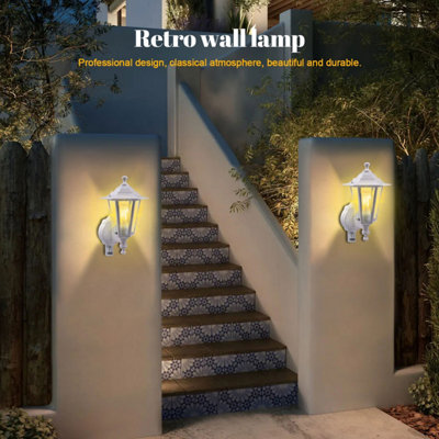 Extrastar Outdoor PIR Metal Wall Lantern Garden light White IP44 (6W filament candle bulb included)