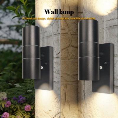 ExtraStar Outdoor Sensor Up & Down Wall Light, Onyx Black